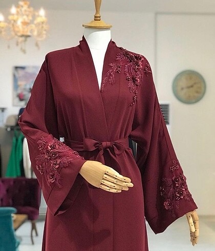 Jvelando bordo güpürlü abaya ferace