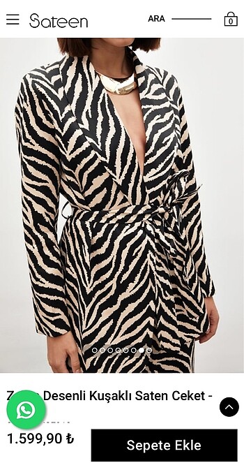 Saten Saten zebra ceket