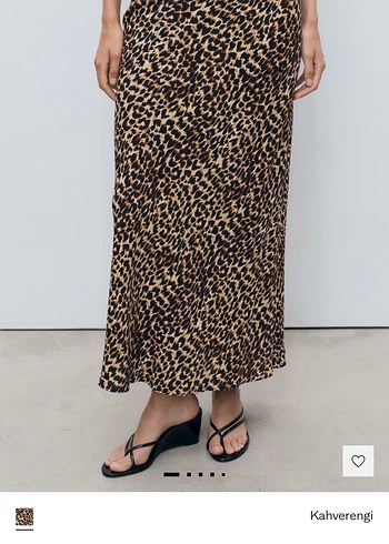 Mango Mango Kahverengi Leopar Desenli Midi Etek
