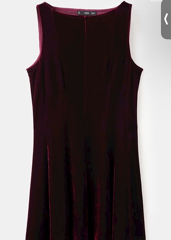 Burgonya Rengi Kadife Dikiş Detaylı Elbise - Görsel 3