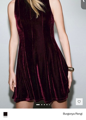 Burgonya Rengi Kadife Dikiş Detaylı Elbise - Görsel 12