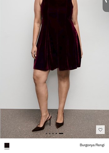 Burgonya Rengi Kadife Dikiş Detaylı Elbise - Görsel 8