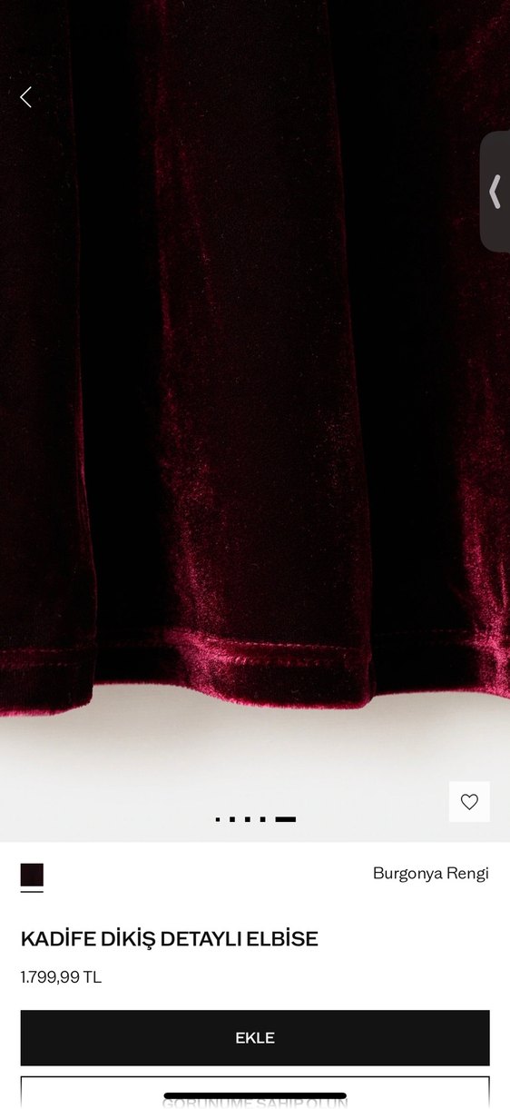 Burgonya Rengi Kadife Dikiş Detaylı Elbise - Görsel 4