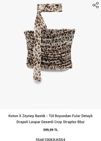Drapeli Leopar Desenli Crop Straplez Bluz