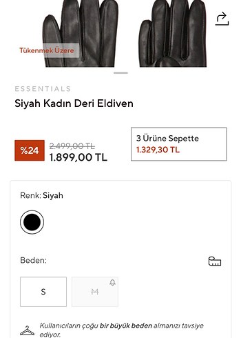 Network Siyah Kadın Deri Eldiven - Görsel 8