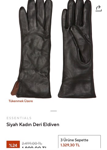 Network Siyah Kadın Deri Eldiven - Görsel 2