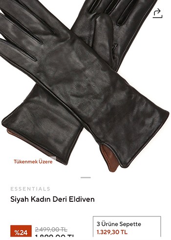 Network Siyah Kadın Deri Eldiven - Görsel 3