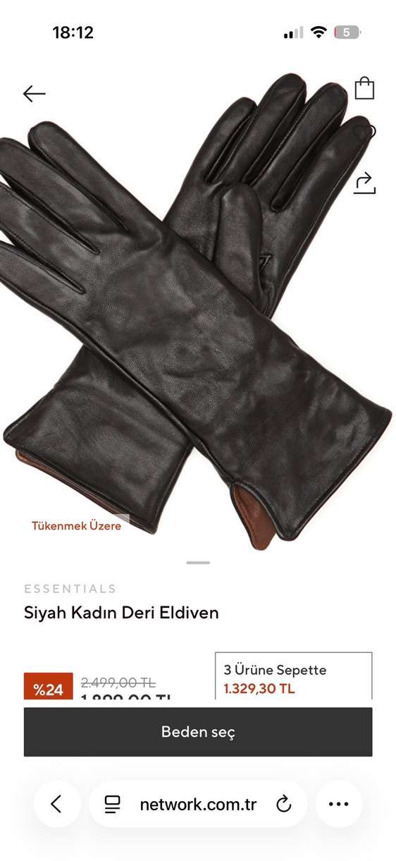 Network Siyah Kadın Deri Eldiven - Görsel 3