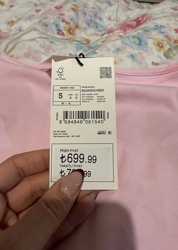 Pamuklu Uzun Kollu Drapeli Pembe Hamile Tişört - Görsel 7