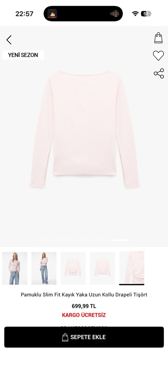 Pamuklu Uzun Kollu Drapeli Pembe Hamile Tişört - Görsel 3