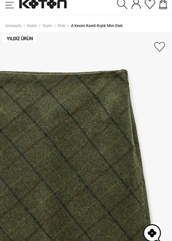 Haki Kareli A Kesim Mini Etek - Görsel 4