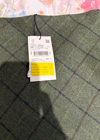 Haki Kareli A Kesim Mini Etek - Görsel 10