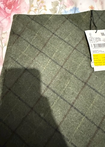 Haki Kareli A Kesim Mini Etek - Görsel 7