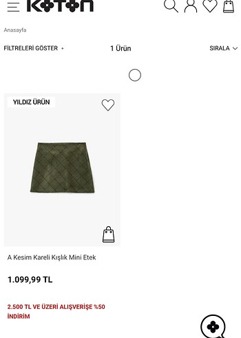 Haki Kareli A Kesim Mini Etek - Görsel 5