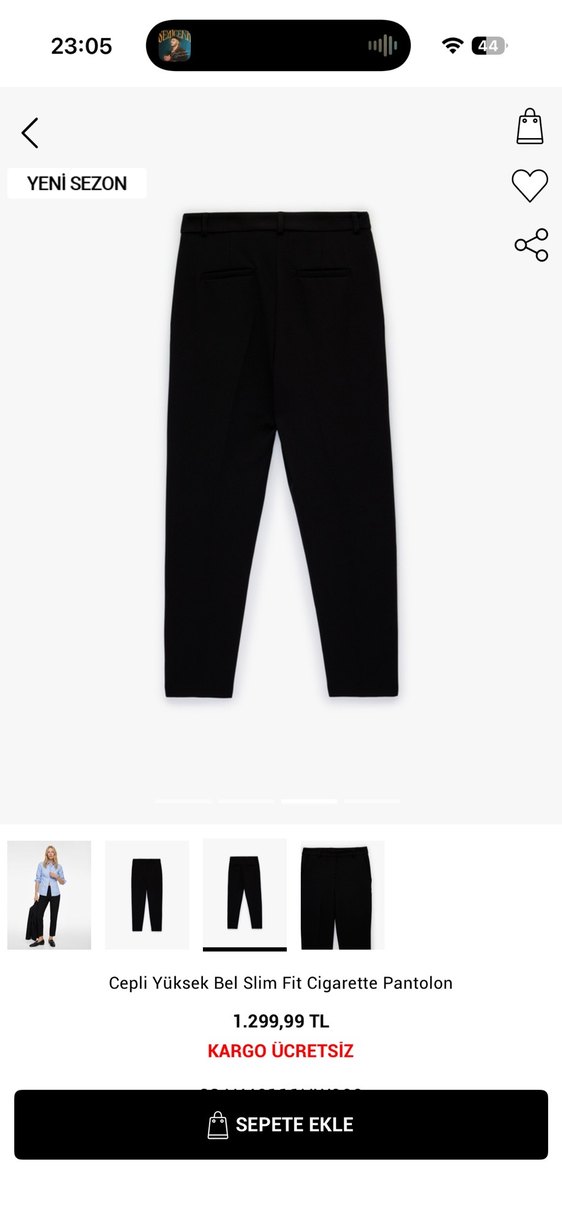 Cepli Siyah Slim Fit Kumaş Pantolon - Görsel 2