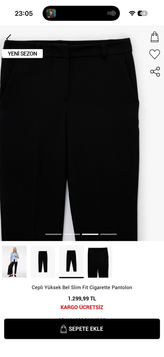 Cepli Siyah Slim Fit Kumaş Pantolon - Görsel 3