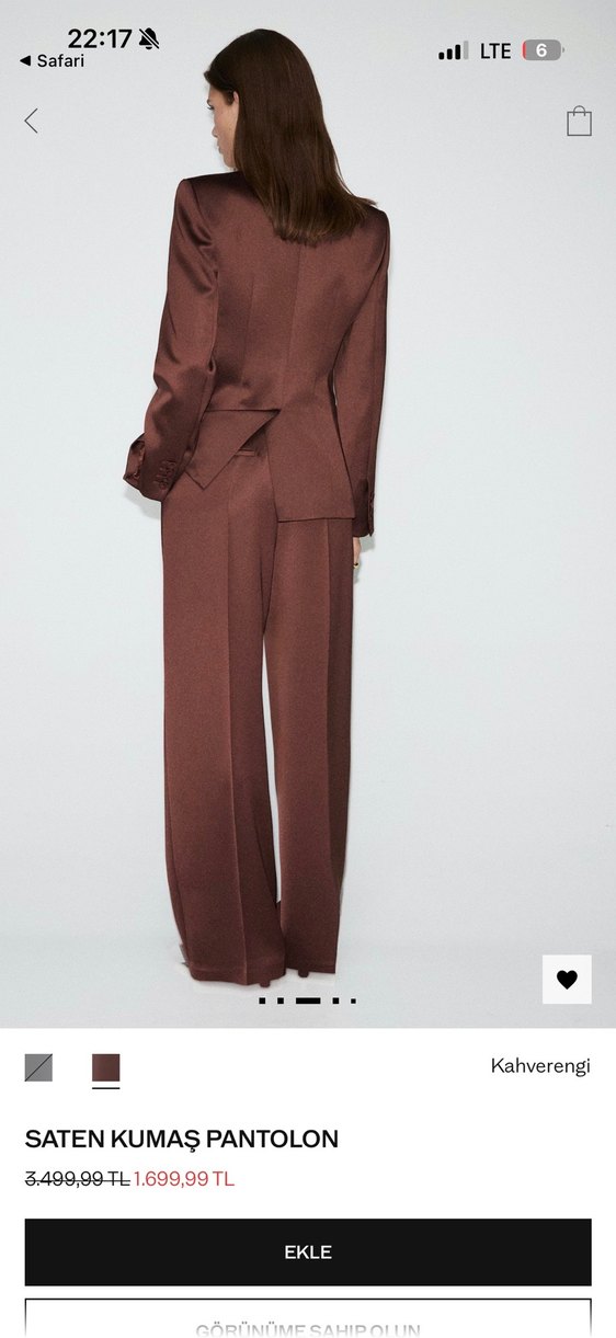 Mango Saten Kumaş Pantolon - Görsel 5