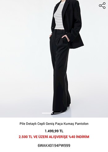 Pile Detaylı Cepli Geniş Paça Kumaş Pantolon - Görsel 4