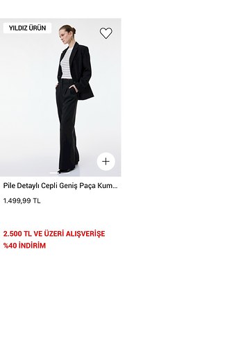 Pile Detaylı Cepli Geniş Paça Kumaş Pantolon - Görsel 3