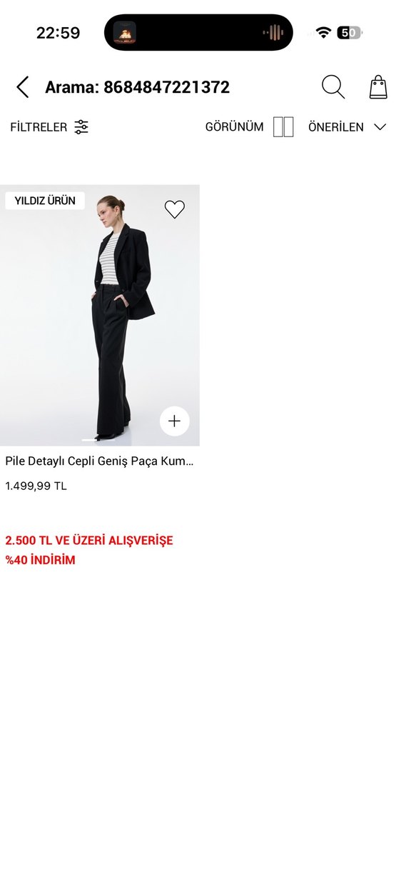 Pile Detaylı Cepli Geniş Paça Kumaş Pantolon - Görsel 3
