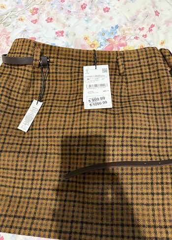 Kemerli A Kesim Ekoseli Mini Etek - Görsel 8