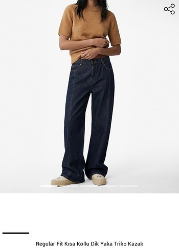 Kısa Kollu Bej Triko Kazak - Görsel 6