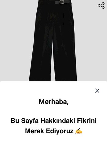 Yarım Kemerli Siyah Geniş Paça Kumaş Pantolon - Görsel 5