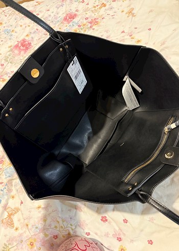 Mango metal detaylı shopper çanta - Görsel 14