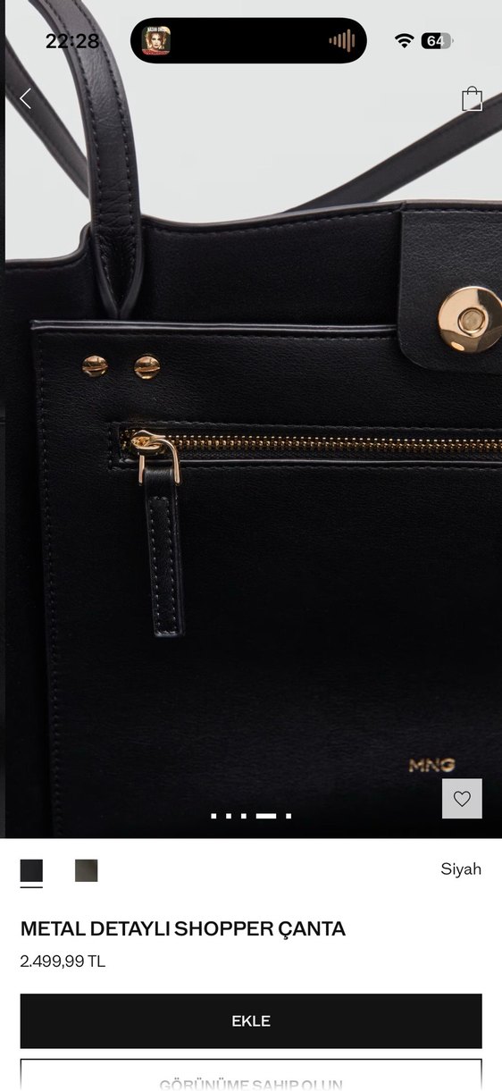 Mango metal detaylı shopper çanta - Görsel 5