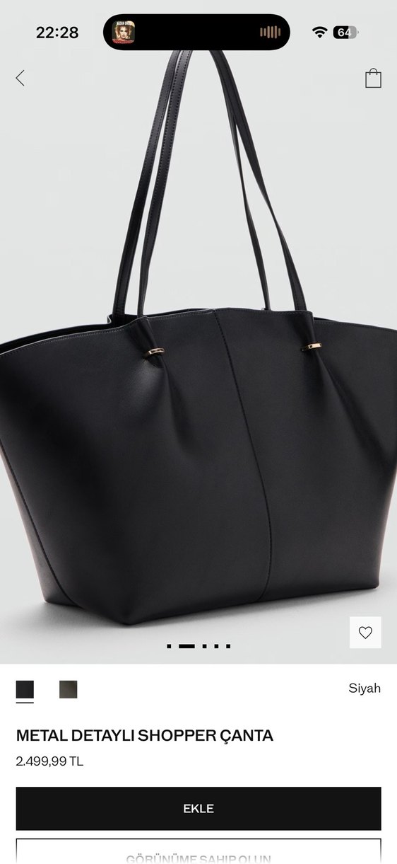 Mango metal detaylı shopper çanta - Görsel 3