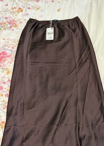 Mango kahverengi saten etek - Görsel 14