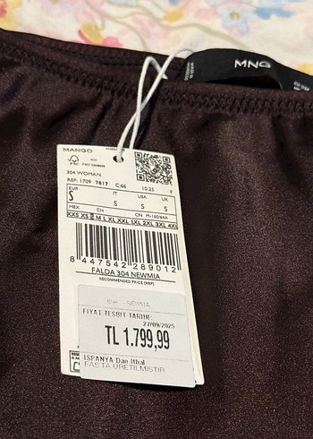 Mango kahverengi saten etek - Görsel 11