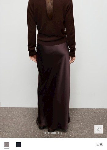 Mango kahverengi saten etek - Görsel 8