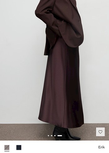 Mango kahverengi saten etek - Görsel 4