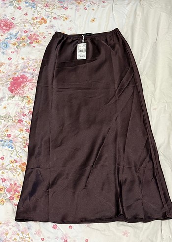 Mango kahverengi saten etek - Görsel 15