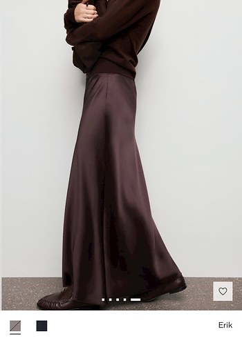 Mango kahverengi saten etek - Görsel 6