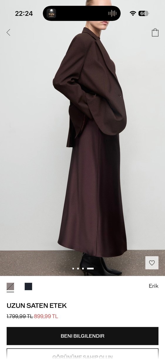 Mango kahverengi saten etek - Görsel 4