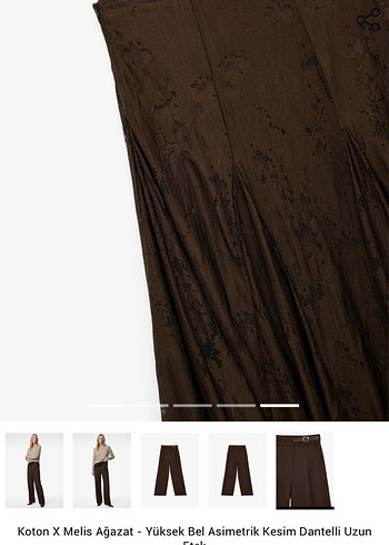 Koton Melis Ağazat Asimetrik Kesim Midi Etek - Görsel 6