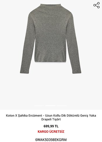 Gri Yüksek Yaka Kadın Sweatshirt - Görsel 3