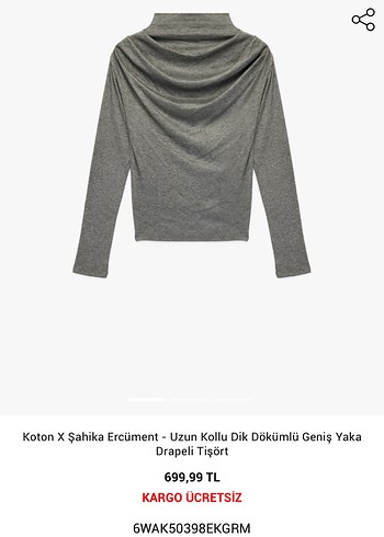 Gri Yüksek Yaka Kadın Sweatshirt - Görsel 4