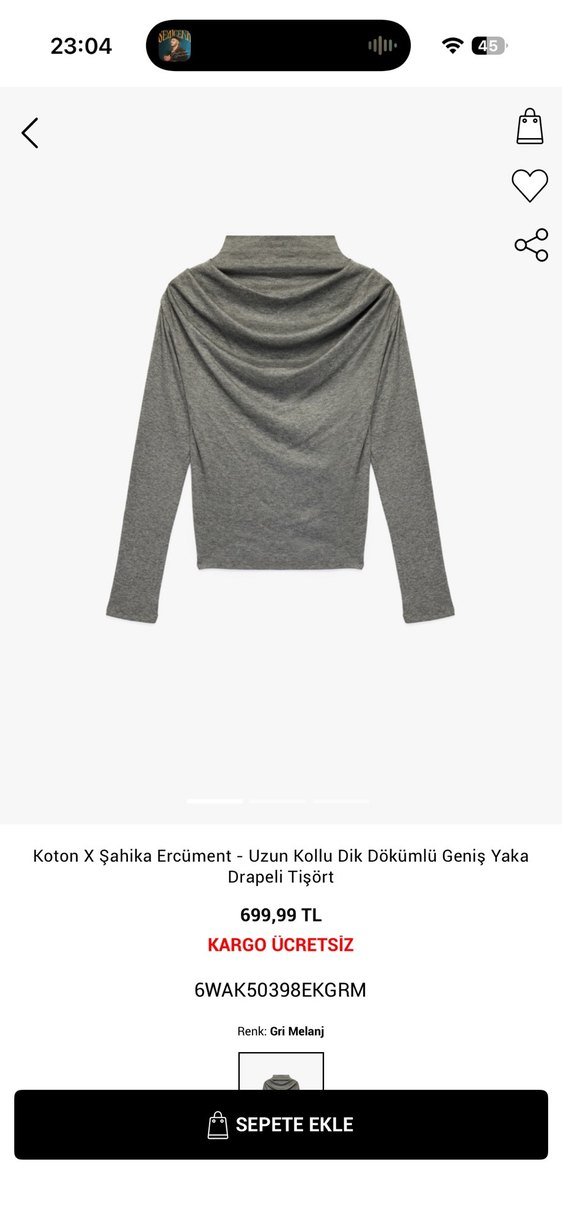 Gri Yüksek Yaka Kadın Sweatshirt - Görsel 4