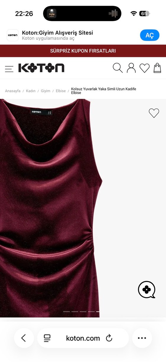 Kolsuz Bordo Kadife Uzun Elbise - Görsel 2