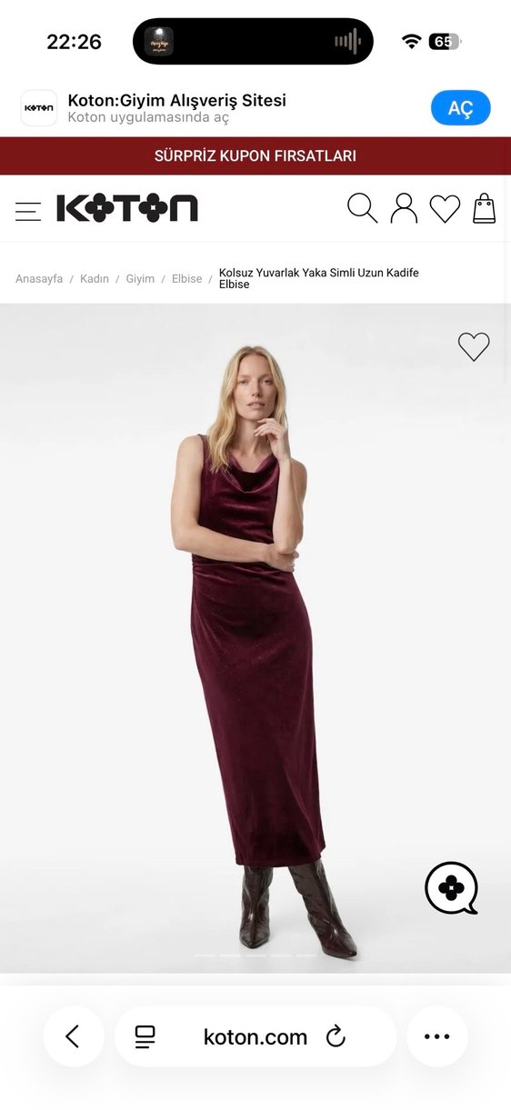 Kolsuz Bordo Kadife Uzun Elbise - Görsel 4