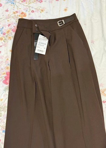 Kahverengi Bol Paça Kumaş Pantolon - Görsel 15