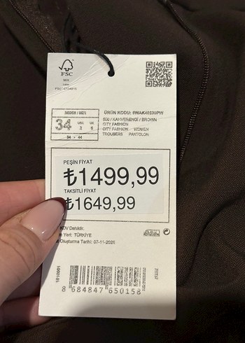 Kahverengi Bol Paça Kumaş Pantolon - Görsel 10