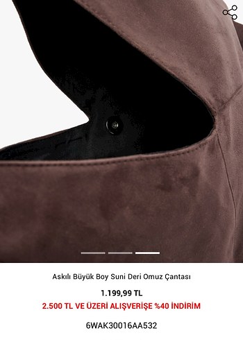 Koton Askılı Büyük Boy Süet Omuz Çantası - Görsel 3