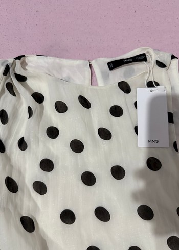 Puantiye Desenli Şal Yakalı Bluz - Görsel 10