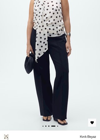 Puantiye Desenli Şal Yakalı Bluz - Görsel 5