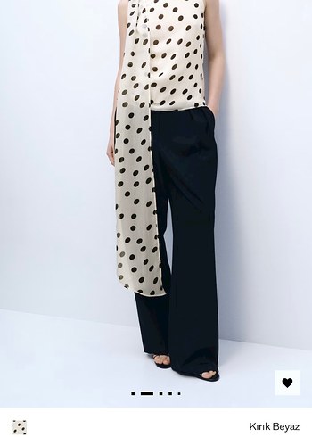 Puantiye Desenli Şal Yakalı Bluz - Görsel 2