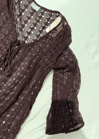 LCW DREAMKahverengi V Yaka Ajurlu Plaj Elbisesi - Görsel 11